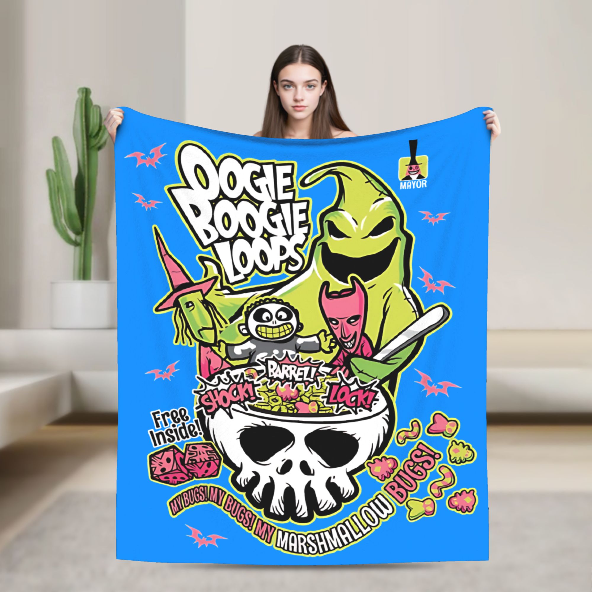 Christmas Throw Blanket - Oogie Boogie Loops Halloween Koszmar Przed