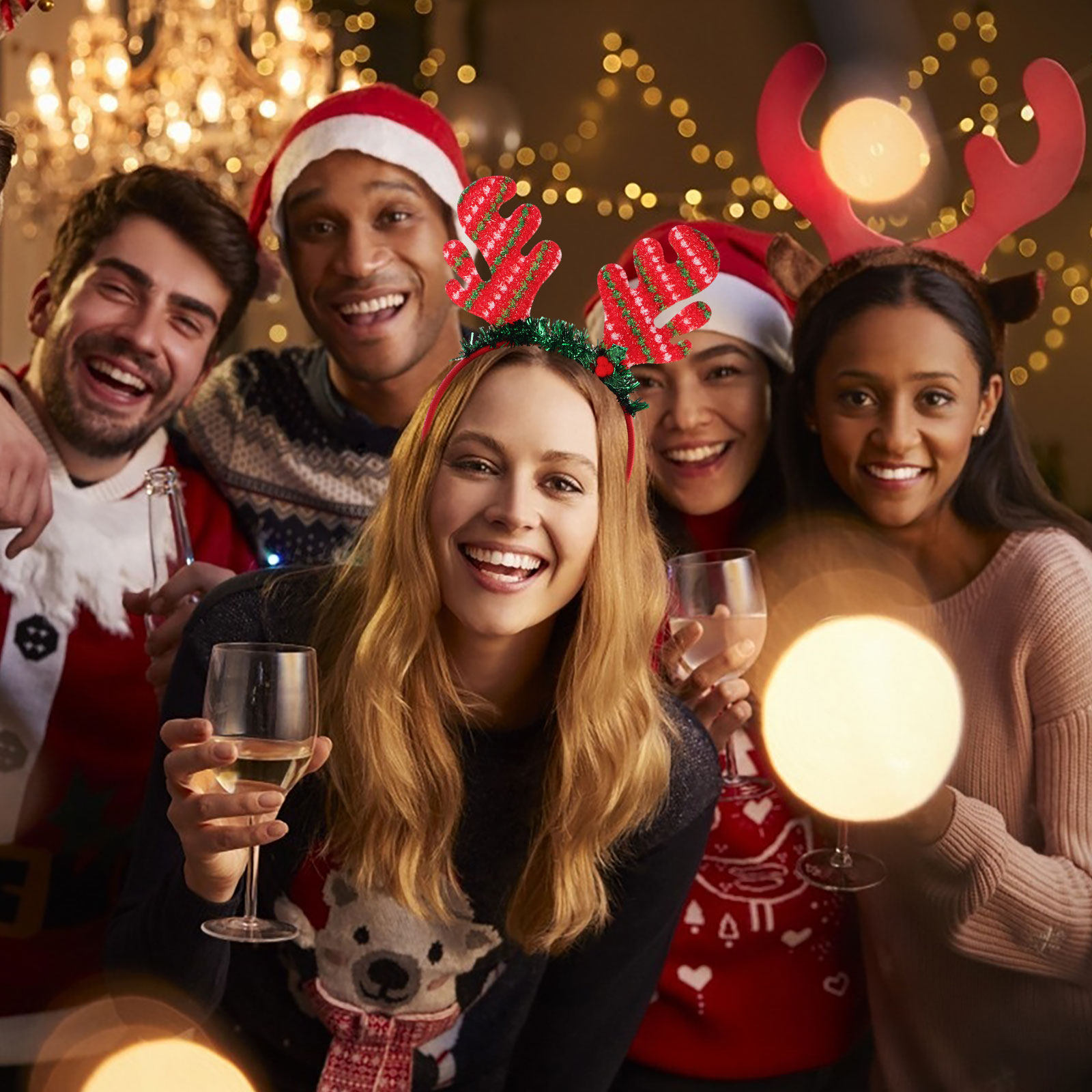 Reindeer Antlers Headband - Opaska na głowę z reniferami świątecznymi,